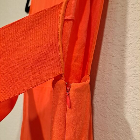 A.L.C. Coral Orange Sleeveless Dress Waist Bandeau Side Slits Side Zip sz 0 New! - Picture 6 of 8